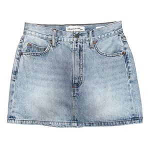 DENIM FORUM The 90s Ricci‎ Skirt Light Wash Denim Mini Skirt Western Festival
